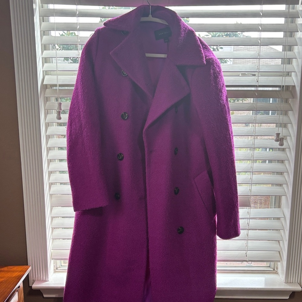 Ann Taylor Women Purple Double-Breasted Coat